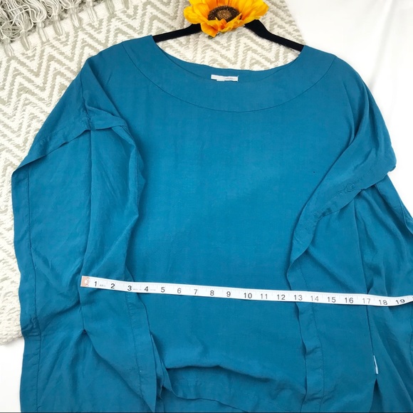 Halogen Loose Fit Blue Blouse Short Sleeve - Picture 5 of 6